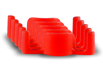 5 Red BudClips on a white background