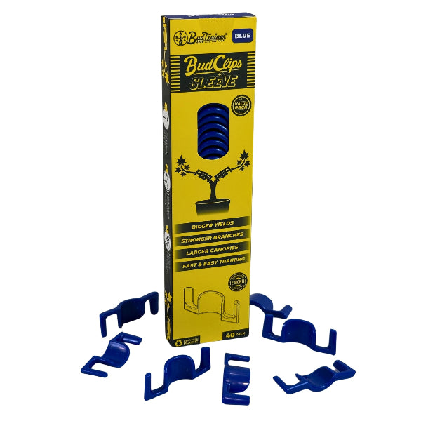 BudClips packaging with blue clips on a white background