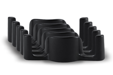 5 Black BudClips on a white background