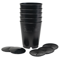 Set of 5 black BudCups with lids on a white background
