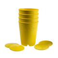 Yellow BudCups with bottom plates on a white background