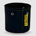 Black fabric pot, BudPots 1Ga, with yellow handles and a visible brand label on a white background