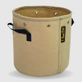 Beige fabric pot, BudPots 5Ga, with black handles and a visible brand label on a white background