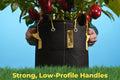 Hands holding BudPots fabric planter with strong low-profile handles for plant support.