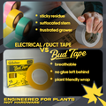 Comparison of electrical/duct tape and BudTape with text highlighting benefits