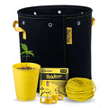 BudTrainer BudBundle including BudPot fabric pot, BudCups seedling starter, BudClips low stress training clips, and yellow training wire for growing. Also includes BudSavers grafting and branch repair tape